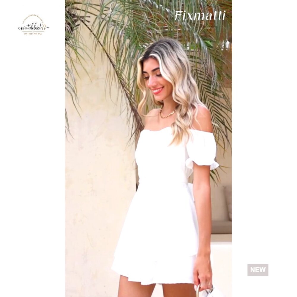 Medium Polyester Off-Shoulder Romper With Floral … - image 2